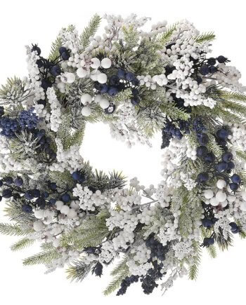Χριστουγεννιάτικο Στεφάνι Χιονισμένο με Blueberries 55 εκ.