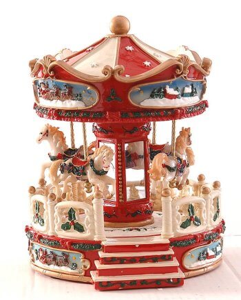 Χριστουγεννιάτικο Carousel Με 4 Περιστρεφόμενα Άλογα με Κίνηση, Ήχο