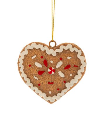 Χριστουγεννιάτικο Κρεμαστό Polyresin Στολίδι Gingerbread Καρδιά