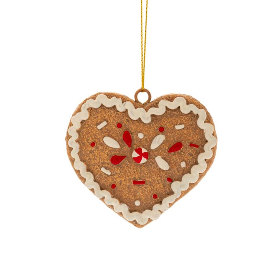 Χριστουγεννιάτικο Κρεμαστό Polyresin Στολίδι Gingerbread Καρδιά