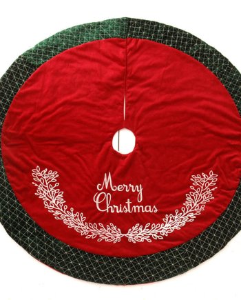 Χριστουγεννιάτικη Ποδιά Δέντρου Κόκκινη "Merry Christmas" με Πράσινο Περίγραμμα 122 εκ.
