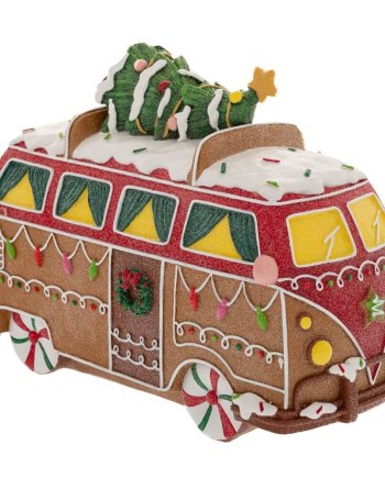 Χριστουγεννιάτικο Polyresin Διακοσμητικό Gingerbread Τροχόσπιτο