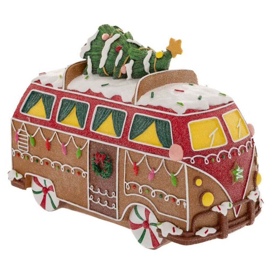 Χριστουγεννιάτικο Polyresin Διακοσμητικό Gingerbread Τροχόσπιτο