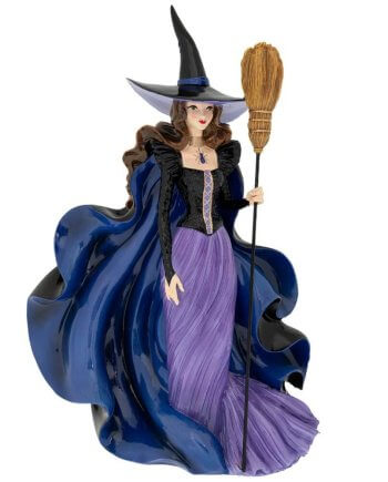 Halloween Διακοσμητική Polyresin Μάγισσα Μώβ - Μπλέ με Σκούπα