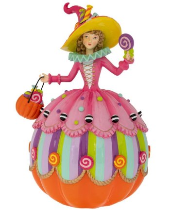 Halloween Διακοσμητική Polyresin  Μάγισσα Ροζ - Πολύχρωμη