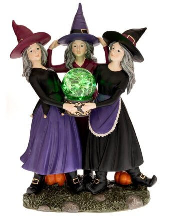 Halloween Διακοσμητικές Polyresin Μάγισσες με Φωτιζόμενη Μαγική Σφαίρα