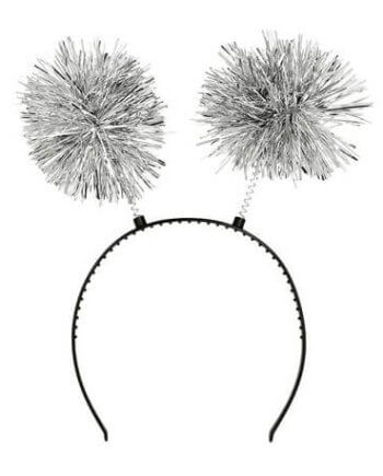 Αποκριάτικη Στέκα με Ασημί Tinsel Pom Pom